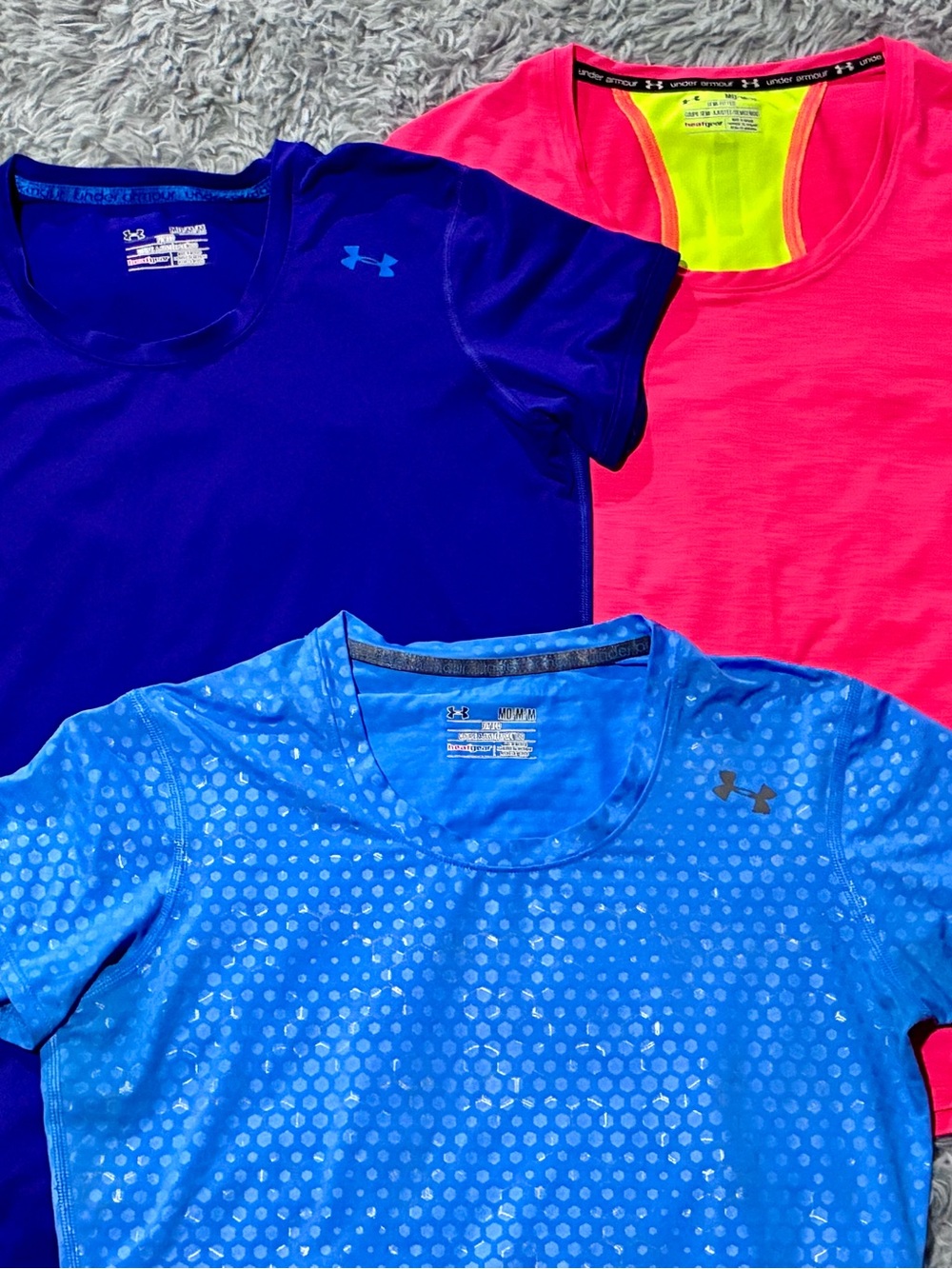 NEW Lot 3 Under Armour running gym short sleeve shirts tees workout dri-fit M